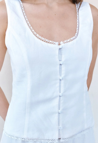 Fitted Bodice Top Smocked Back White - Bella Dahl