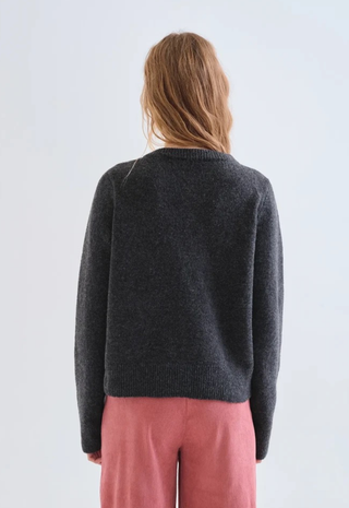 Dark Gray Cardigan Pink Buttons Compañia Fantastica