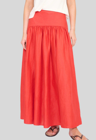 Procida Linen Skirt Tomato Staud