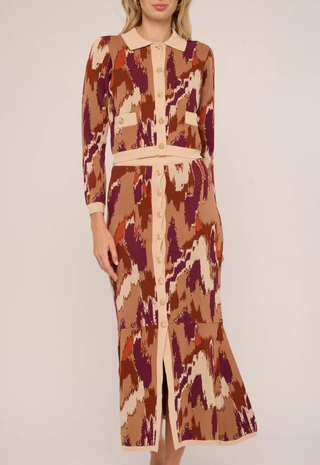 Mel Knit Skirt Amber Brush Print Knit Love The Label