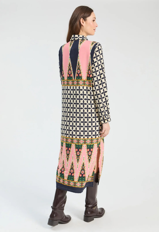 Pink and Black Geo Print Dress Vilagallo