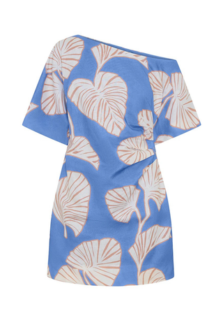 Ilana Off Shoulder Mini Dress Blue Ivory Kivari