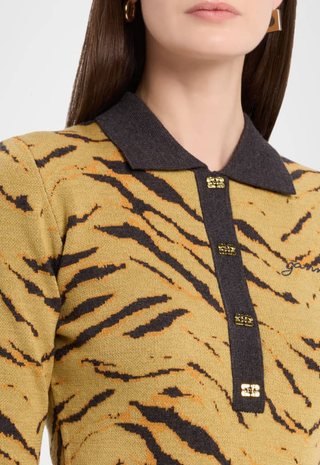 Fine Merino Jacquard Polo - Ganni