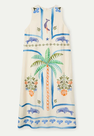 Long Dress Palm Mermaid Print Compania Fantastica