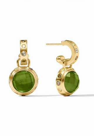 Rainbow Hoop & Charm Earring Iridescent Palmetto Green Julie Vos