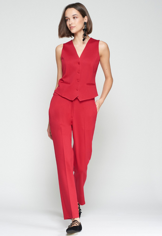 Structured Straight Leg Trousers Red Vilagallo