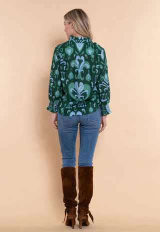 Lela Blouse Emerald Ikat Sheridan French