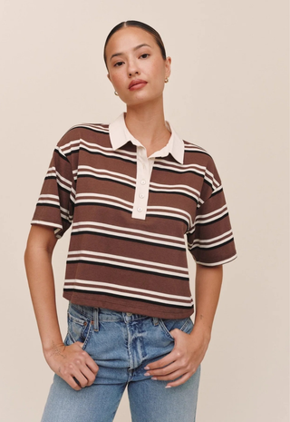 Crop Polo Tee Rugby Stripe Bella Dahl