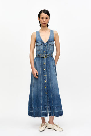Light Denim Belt Midi Dress GANNI
