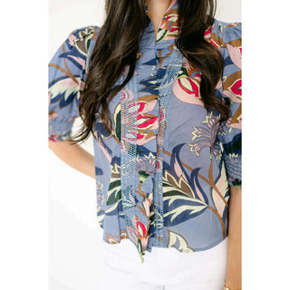 Zuri Top Short Sleeve Waltz Of Flowers Print Love The Label