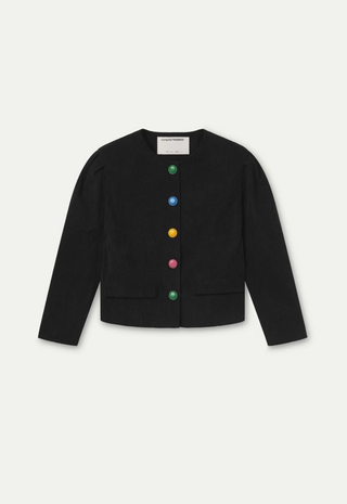 Black Corduroy Jacket Multicolor Buttons Compañia Fantastica