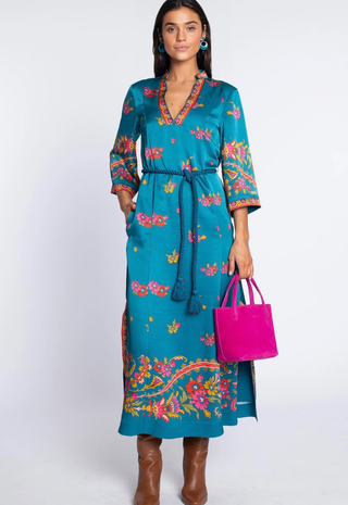Talia Dress Scroll Teal Elizabeth James