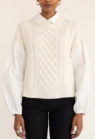 Skye Cable Shirt Ivory Banjanan