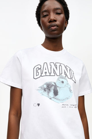 Basic Jersey Duckie Relaxed T-shirt Bright White - GANNI