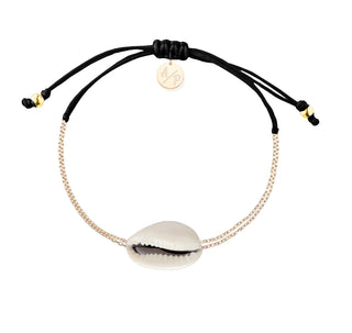 Metallic Mini Gold Shell Chain - Black