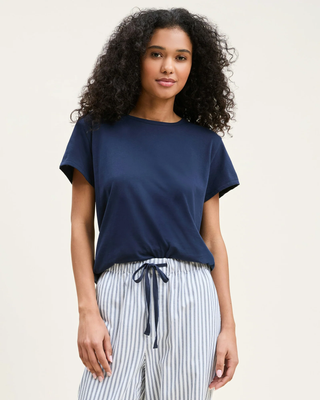 Women's Pima Crew Neck T-shirt Navy Petite Plume