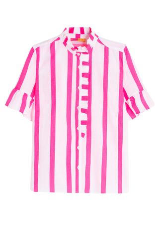 Pink Striped Shirt Front Ruffle - Vilagallo