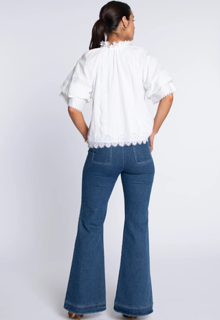 Short Sleeve Kit Top Solid White Elizabeth James
