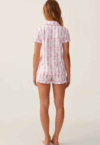 Women'S Pima Shortie Short Set Pink Mayfair Toile Petite Plume