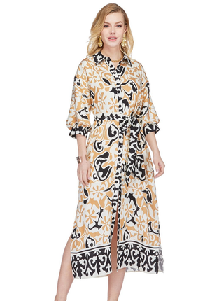 Maxi Shirt Dress Border Jade