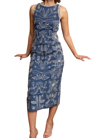 Vince Midi Navy Embroidery Anna Cate