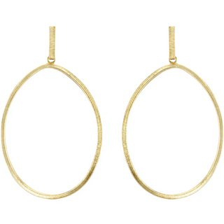 Twisted Oval Hoop Earrings Brushed 18K Gold Plated BRD060