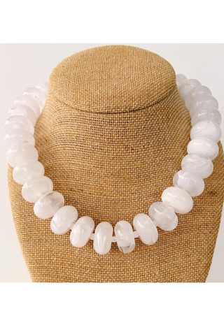 The Rory — Clear/White Rondelle Beaded Necklace - Clear