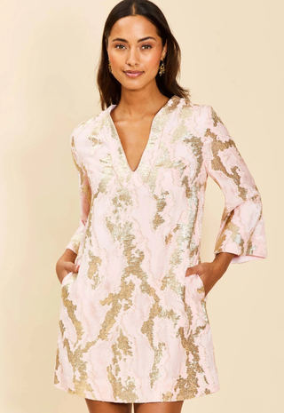 Ines Caftan Mini Dress Blush Gold Mestiza