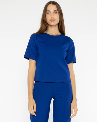 Ponte Knit Short Sleeve Top Extended Cobalt Ripley Rader