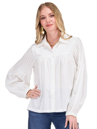 Stitched Sleeve Blouse Warm White JoyJoy