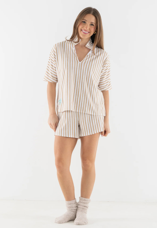 Pajama Short Set Sand Stripe Emily McCarthy