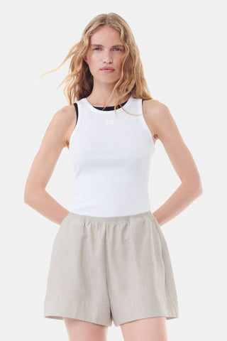 Soft Cotton Rib Tank Top Bright White GANNI