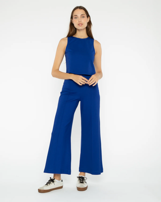 Ponte Knit Wide Leg Pant: Cropped Cobalt Ripley Rader