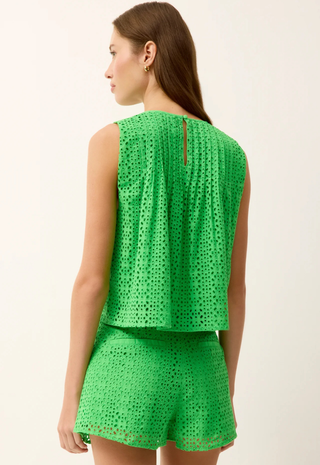 Lander Short in Green Eyelet - Marie Oliver