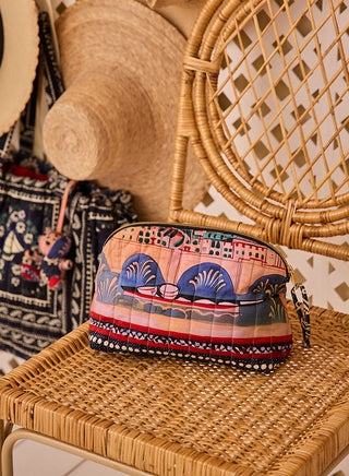 Quilted Makeup Bag Coastal Village Hunter Bell