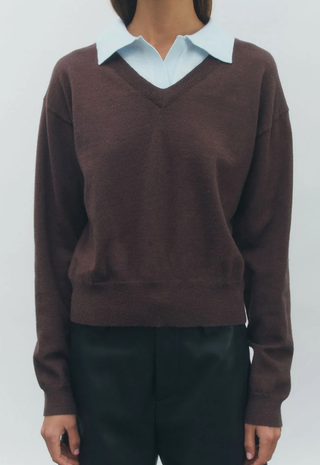 Huxley Sweater Brown Powder Blue Maude Club
