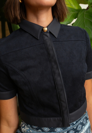 Boston Top Navy Suede Anna Cate