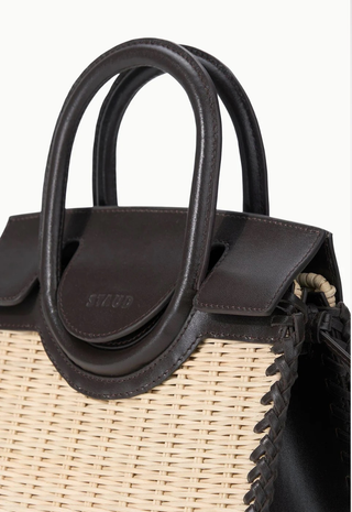 Maude Mini Wicker Carryall Natural/Espresso Staud - Natural/Espresso