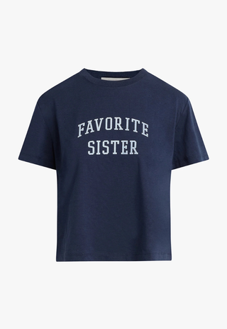 Favorite Sister Cropped Collegiate Tee Navy Favorite Daughter