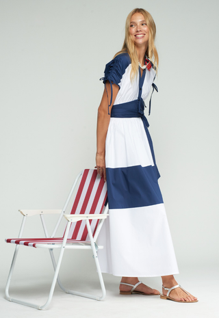White and Navy Dress - Vilagallo