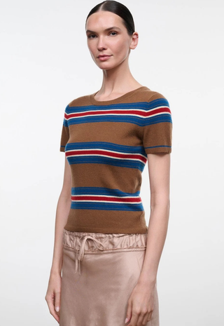 Easy Cashmere Tee Savoy Stripe Staud