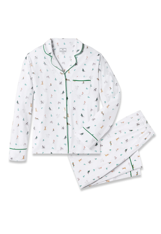Women's Pima Pajama Set in Jingle Paws Petite Plume