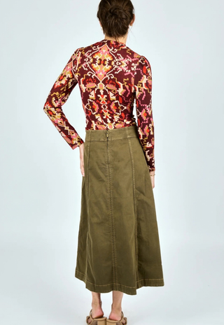 Bina Midi Skirt Ivy Green Denim Love The Label