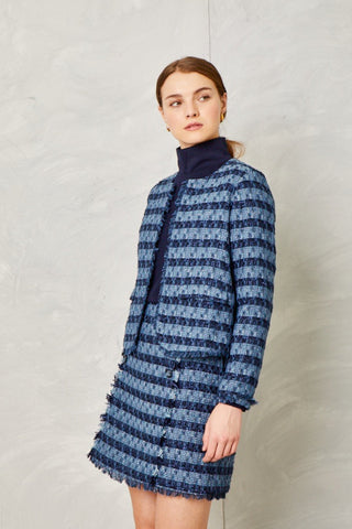 Faye Jacket Indigo Jacquard Indigo Tweed Cartolina