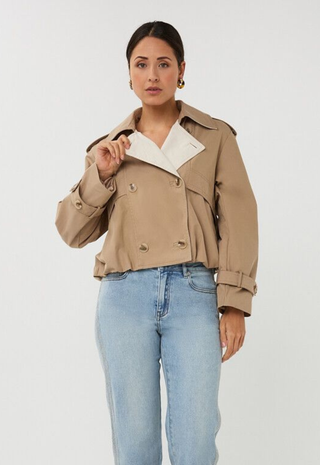 Coat Trench Short Balloon Stone - Esqualo