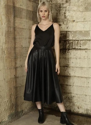 25600 Faux Leather Skirt - Black