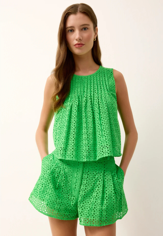 Lander Short in Green Eyelet - Marie Oliver