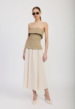 Arden Mixed Media Midi Dress Taupe Ecru En Saison