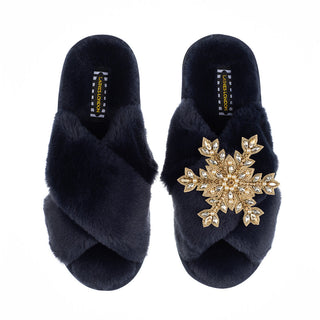Navy Open Toe Slipper Laines London