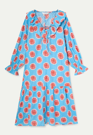 Long Beach Dress Red Bloom Flowers Print Compania Fantastica